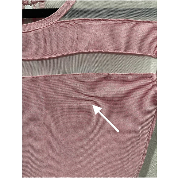 HERVE LEGER Sleeveless Mesh Pink Ruffle Bodycon Mini Dress - Picture 4 of 6